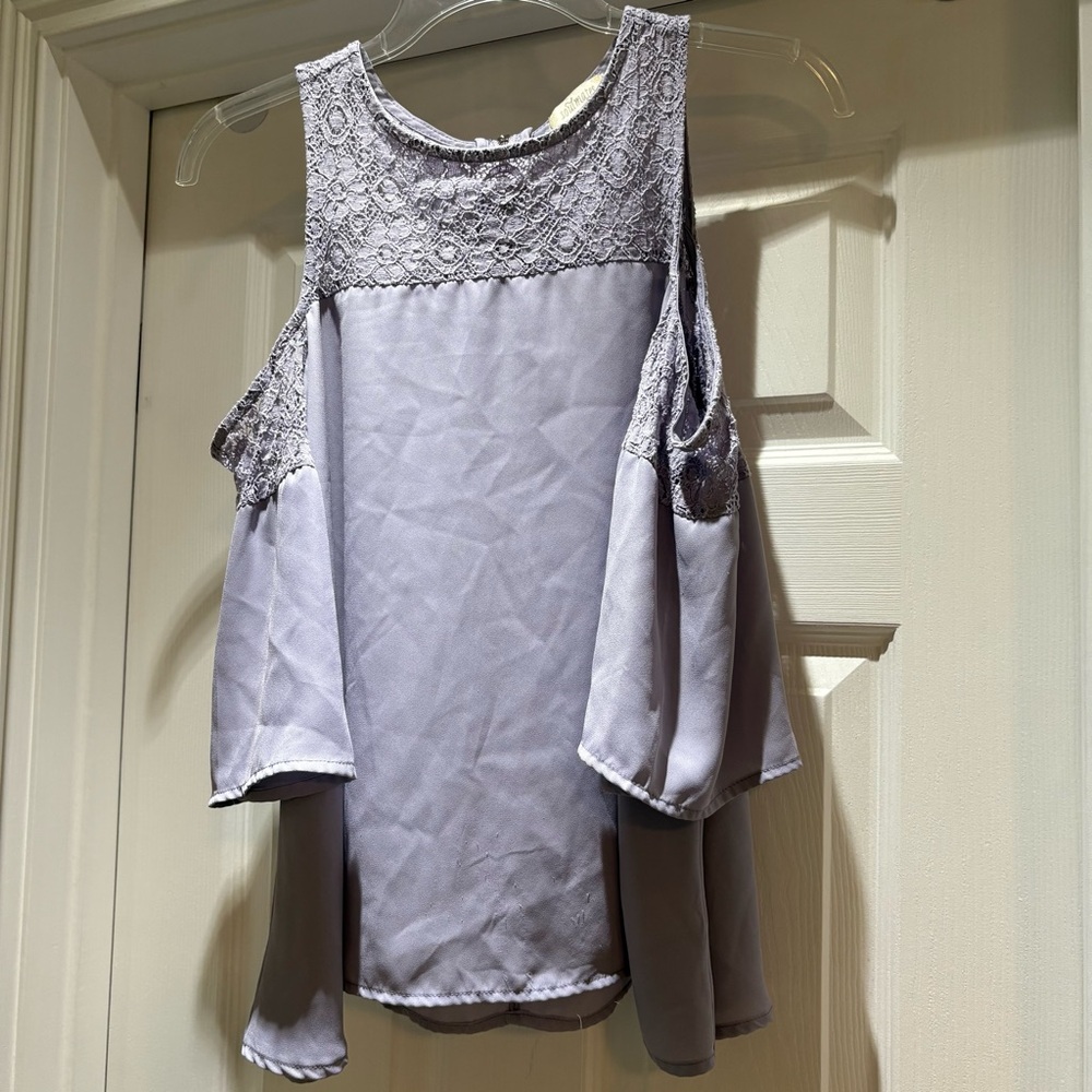 Soulmates Lavender Cold Shoulder Lace Blouse